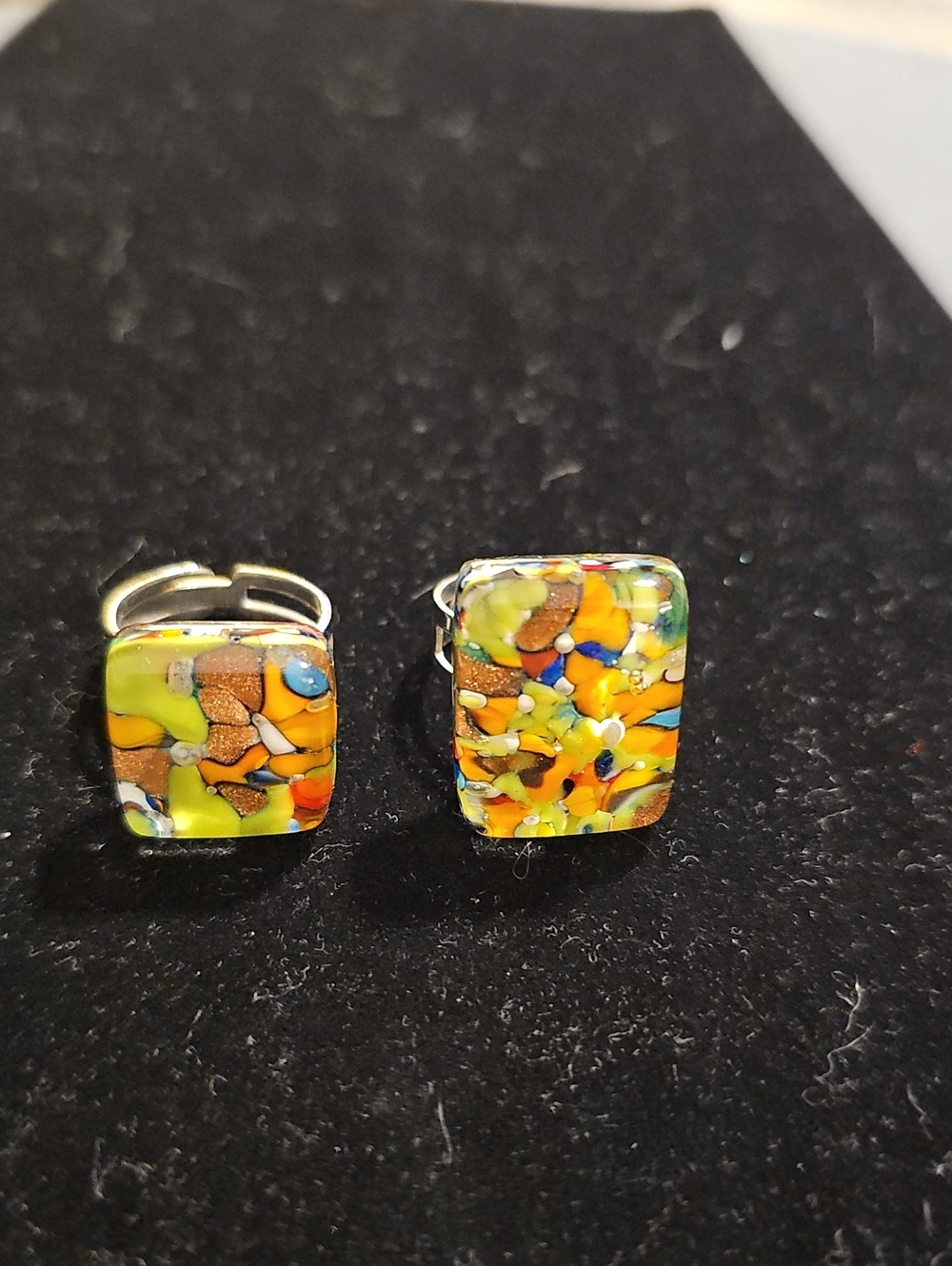 Unbranded costume Art Glass Adjustable Ring Set Womens OS Multi Color Artisan